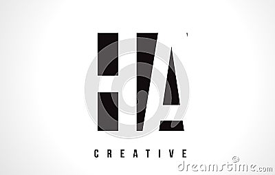 HA H A White Letter Logo Design with Black Square. Vector Illustration