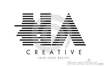 HA H A Zebra Letter Logo Design with Black and White Stripes Vector Illustration