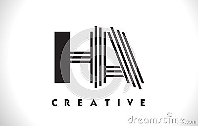 HA Logo Letter With Black Lines Design. Line Letter Vector Illus Vector Illustration