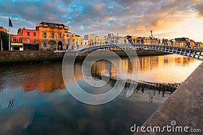 Ha`Penny Bridge, Dublin, Ireland. Stock Photo