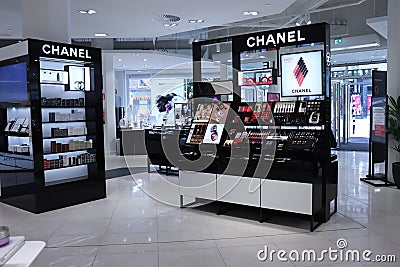 Haarlem, the Netherlands - July 8th 2018: Chanel cosmetics retail display Editorial Stock Photo