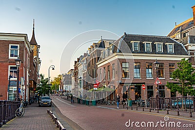 Haarlem, The Netherlands - May 31, 2019: Cozy green little street in Haarlem. Concept social inclusion and climate change Editorial Stock Photo