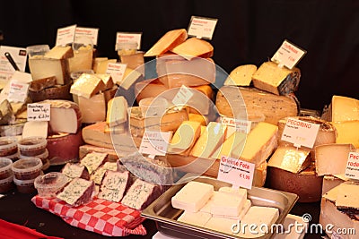 Haarlem, The Netherlands, October 6th 2018: Cheese at the market Editorial Stock Photo