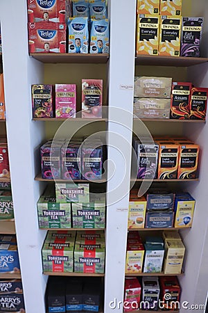 Haarlem, the Netherlands, October 6th 2018: English tea in grocery shop Editorial Stock Photo