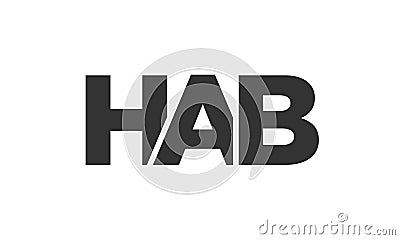 HAB logo design template with strong and modern bold text. Initial based vector logotype featuring simple and minimal typography. Vector Illustration