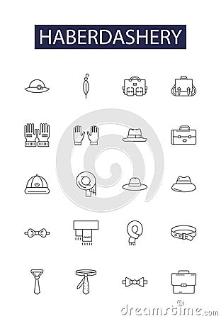 Haberdashery line vector icons and signs. background, textile, craft, sewing, fashion, thread, tailor,needle outline Vector Illustration