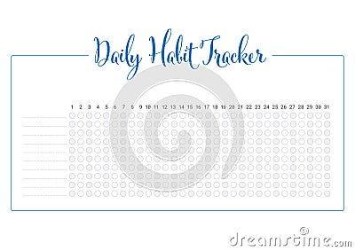 Daily habit tracker template Vector Illustration