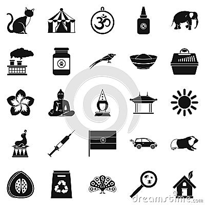 Habitat icons set, simple style Vector Illustration