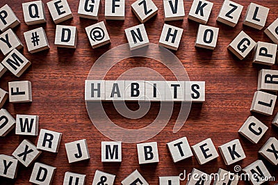 Habits word concept on cubes Stock Photo