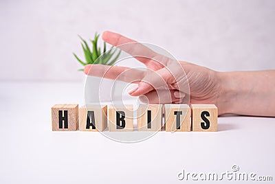 HABITS word made with building blocks, habits concept. Stock Photo