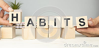 HABITS word written on building blocks Stock Photo