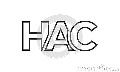HAC logo design template with strong and modern bold text. Initial based vector logotype featuring simple and minimal typography. Vector Illustration