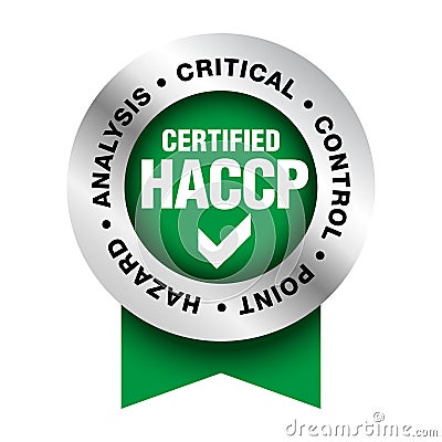 HACCP hazard analysis critical control point, food safety certified vector badge icon logo Vector Illustration