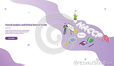 Haccp hazard analysis and critical control points business concept for website template or landing homepage with isometric modern Cartoon Illustration