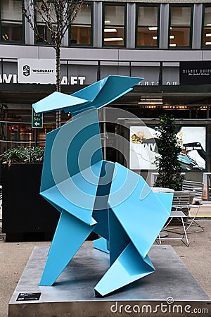 Hacer - Transformations, a series of 7 gigantic, origami-inspired sculptures, in New York City Editorial Stock Photo