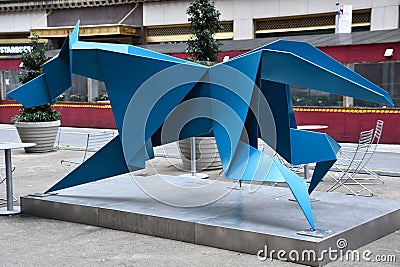 Hacer - Transformations, a series of 7 gigantic, origami-inspired sculptures, in New York City Editorial Stock Photo