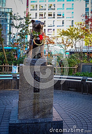 Hachiko Dog Memorial in Tokyo, Japan Editorial Stock Photo