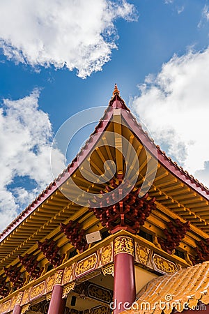 Detail Roof structure of Hsi Lai Buddhist Temple, California. Editorial Stock Photo