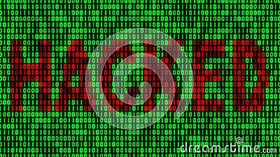Hack concept with binary code. glowing digital numbers 3d illustration. Cartoon Illustration