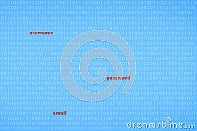 Hacked username password and email data security breach Stock Photo