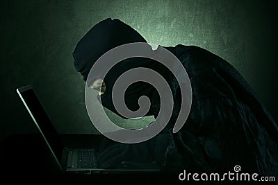 Hacker accessing user information Stock Photo