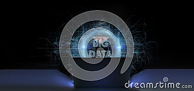 Hacker activating a Big data title Stock Photo