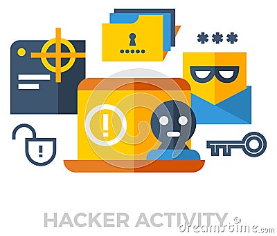 Hacker activity color icon. Cyber security concept Stock Photo