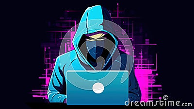 Hacker. Anonymous hacker. Hacker 2d illustration. Cyberspace. Cartoon Illustration