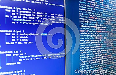 Hacker api text on the computer screen. IT business company. Stock Photo