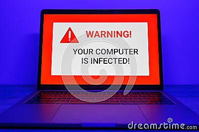 Hacker attack on Computer. Warning text on PC You have been hacked Stock Photo