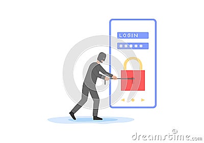 Hacker Attack and Cyber Criminals Phishing Stealing Private Personal Data, Hack User Login, Password, Document And Email Vector Illustration