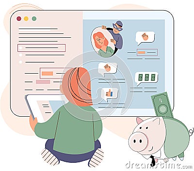 Hacker attack. Internet phishing, hacked username, password. Fraud with user data on social networks Vector Illustration