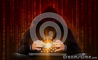 Hacker attacks secure network. Stock Photo