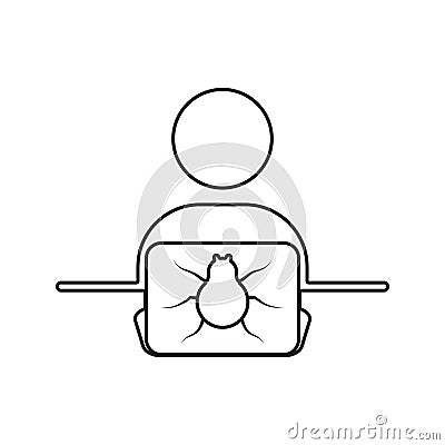 hacker with a beetle icon. Element of cyber security for mobile concept and web apps icon. Thin line icon for website design and Stock Photo