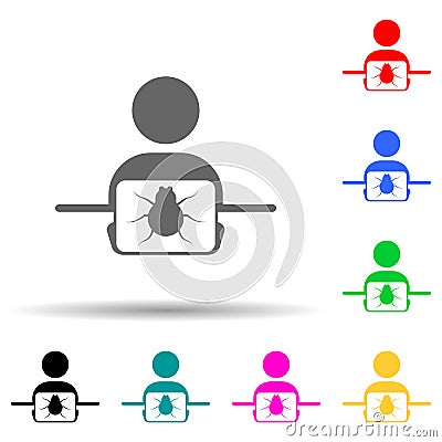 hacker with a beetle multi color style icon. Simple glyph, flat of cyber security icons for ui and ux, website or mobile Stock Photo