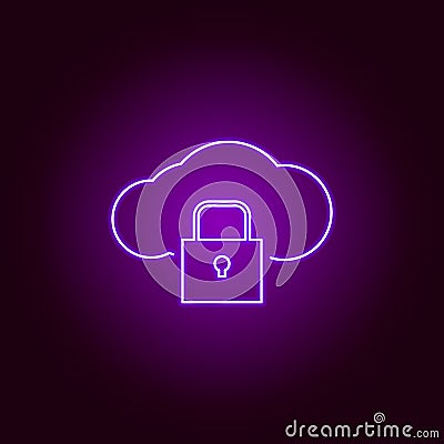 Hacker, cloud icon in neon style. Can be used for web, logo, mobile app, UI, UX Vector Illustration