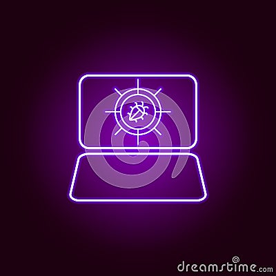 Hacker, crime icon in neon style. Can be used for web, logo, mobile app, UI, UX Vector Illustration