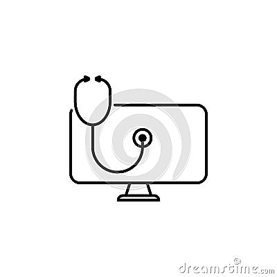 Hacker, curing computer virus icon on white background. Can be used for web, logo, mobile app, UI UX Vector Illustration