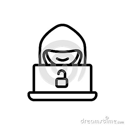 Hacker cyber attack icon. Simple line, outline vector elements of hacks icons for ui and ux, website or mobile application Stock Photo