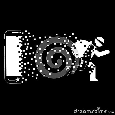 Hacker data out of smartphone Vector Illustration