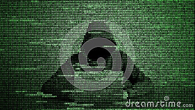 Hacker in data security concept. Hacker using laptop. Hacking the Internet. Cyber attack Stock Photo