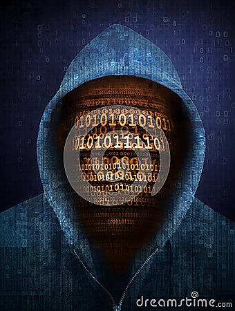 Hacker face made with numbers Stock Photo