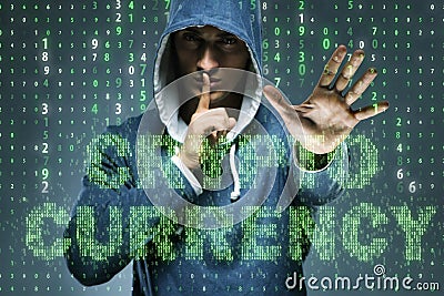 The hacker hacking cryptocurrency in blockchain concept Stock Photo