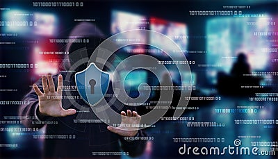 Hacker hacks a secure system Stock Photo
