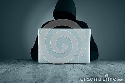 hacker hand computer and codes. Stock Photo