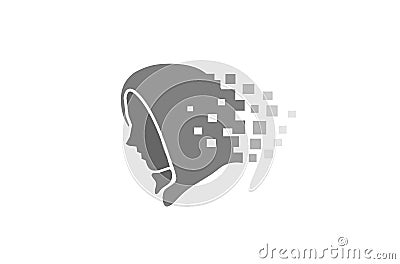 Hacker Hidden face Pixel Logo Vector Illustration