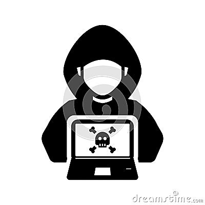 Hacker Icon, Hacking, Cyber Crime, Stealing Data Stock Photo
