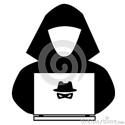 Hacker icon on white background. flat style. anonymous spy icon for your web site design, logo, app, UI. spy agent searching on Stock Photo