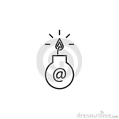 Hacker, infected e-mail icon on white background. Can be used for web, logo, mobile app, UI UX Vector Illustration