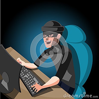 Hacker internet computer security technology. Vector Illustration